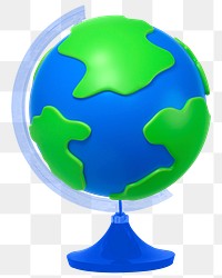 Earth globe png 3D sticker, transparent background