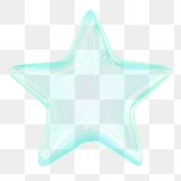 Blue star png 3D sticker, transparent background