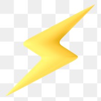 Thunderbolt png 3D sticker, transparent background