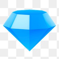 Diamond icon png 3D sticker, transparent background