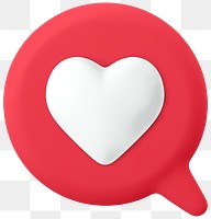 Love reaction png 3D sticker icon, transparent background