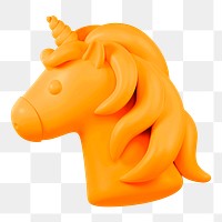 Yellow unicorn png 3D sticker, transparent background