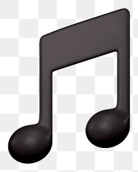 Music note png 3D sticker icon, transparent background