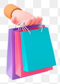 Shopping bag png 3D sticker, transparent background