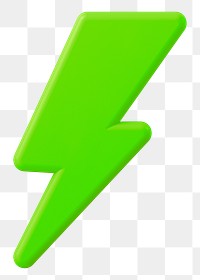 Thunderbolt png 3D sticker, transparent background