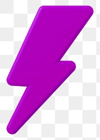 Thunderbolt png 3D sticker, transparent background