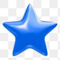 Blue star png 3D sticker, transparent background