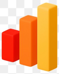 Bar chart png 3D sticker, orange, transparent background