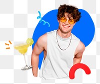 Party man png sticker, colorful remix, transparent background 