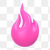 PNG flame icon, 3d elements, transparent background
