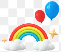 Rainbow party png sticker, colorful remix, transparent background 