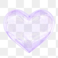 PNG purple heart, 3d elements, transparent background