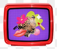 Retro tv png sticker, colorful remix, transparent background 