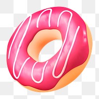 Glazed donut png 3D sticker, transparent background