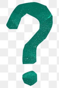 Green question mark png sticker, transparent background