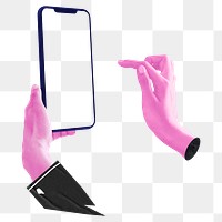 Hand using smartphone png sticker, transparent background