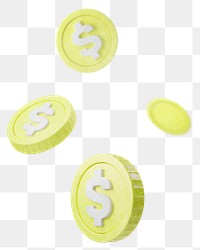 Falling gold coins png sticker, transparent background