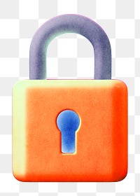 Orange padlock png business sticker, transparent background 