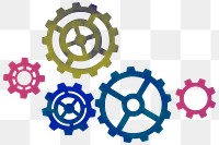 Gears in motion png business sticker, transparent background 