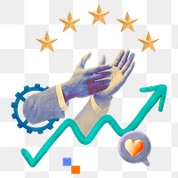 Business success png sticker, businessman's clapping hands mixed media, transparent background