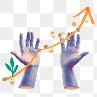 Business growth png sticker, investment and profit remix, transparent background