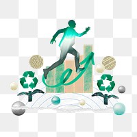 Sustainable business growth png sticker remix, transparent background 