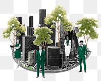 Green city png business sticker, transparent background 