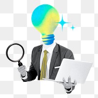 Research business ideas png sticker remix, transparent background 