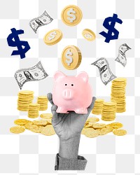 Money management success png sticker, savings, finance remix, transparent background