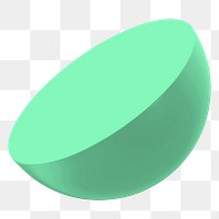 Green semicircle png 3D shape sticker, transparent background