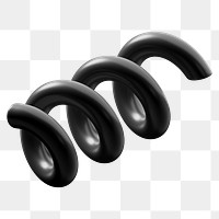 Black spring png 3D spiral shape sticker, transparent background