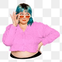 PNG plus-sized women, design elements, transparent background