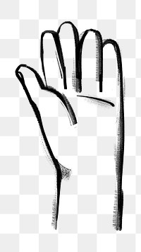 Raised hand png gesture doodle, transparent background