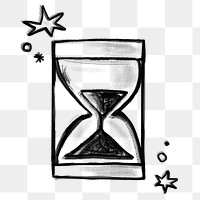 Sparkling hourglass png doodle sticker, transparent background