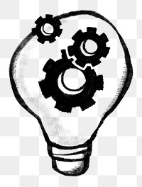 Cogwheel bulb png sticker, transparent background