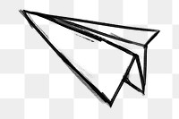 Paper plane png doodle sticker, messenger icon, transparent background