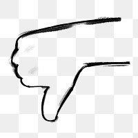 Thumbs down png, disagreeing gesture doodle, transparent background