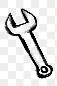 Wrench doodle png sticker, fixing tool, transparent background