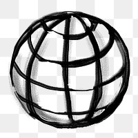 Grid globe png sticker, global communication doodle, transparent background