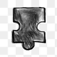 Puzzle piece png sticker, chalk texture doodle, transparent background