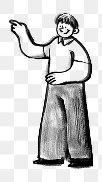 Man png sticker, cartoon character doodle sketch, transparent background