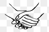 Handshake doodle png, business partnership doodle, transparent background