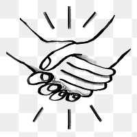 Handshake doodle png, business agreement doodle, transparent background