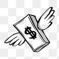 Flying money stack png sticker, transparent background