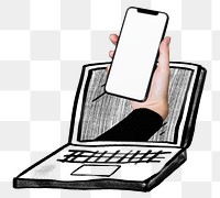 Mobile-first digital transformation png doodle, transparent background