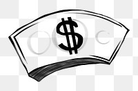 Money stack png sticker, banking, finance doodle, transparent background