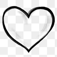 Black chalk heart png sticker, cute doodle, transparent background