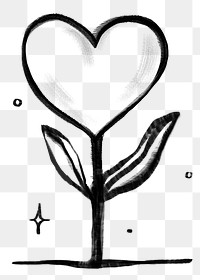 Heart plant png sticker, social media doodle, transparent background