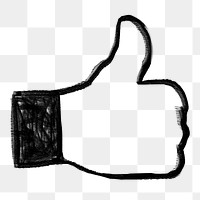 Thumbs up png, good job gesture doodle, transparent background