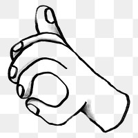 Okay hand png, sign language doodle, transparent background